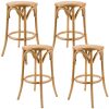 Aster Round Bar Stools Dining Stool Chair Solid Birch Timber Rattan Seat
