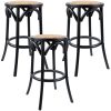 Aster Round Bar Stools Dining Stool Chair Solid Birch Timber Rattan Seat
