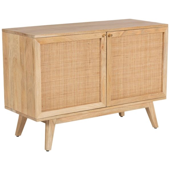 Olearia  Buffet Table Door Solid Mango Wood Storage Cabinet Natural