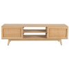 Orangetown ETU Entertainment TV Unit Solid Mango Wood Rattan 2 Door Natural