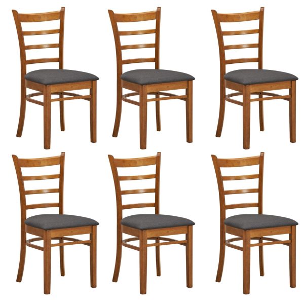 Linaria Dining Chair Crossback Solid Rubber Wood Fabric Seat – Walnut