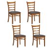 Linaria Dining Chair Crossback Solid Rubber Wood Fabric Seat – Walnut