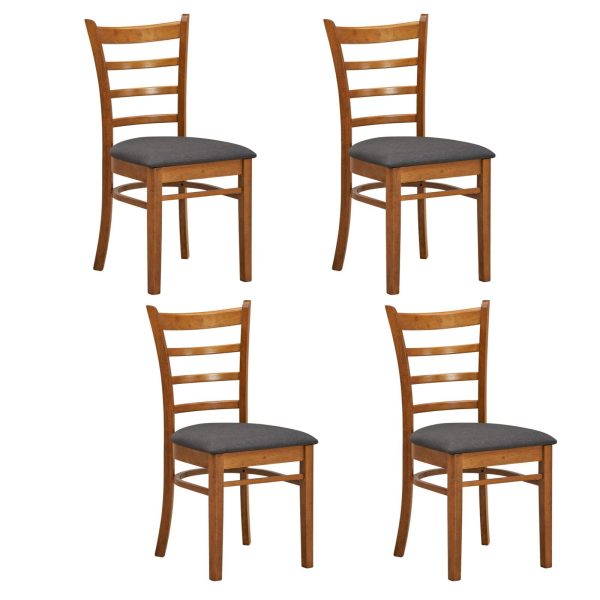 Linaria Dining Chair Crossback Solid Rubber Wood Fabric Seat – Walnut