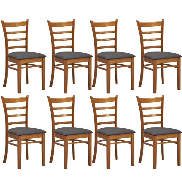 Linaria Dining Chair Crossback Solid Rubber Wood Fabric Seat – Walnut