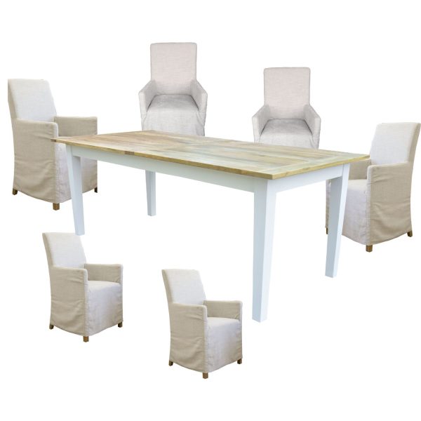 Lavasa Dining Set Mango Wood Table 6 French Provincial Carver Chair