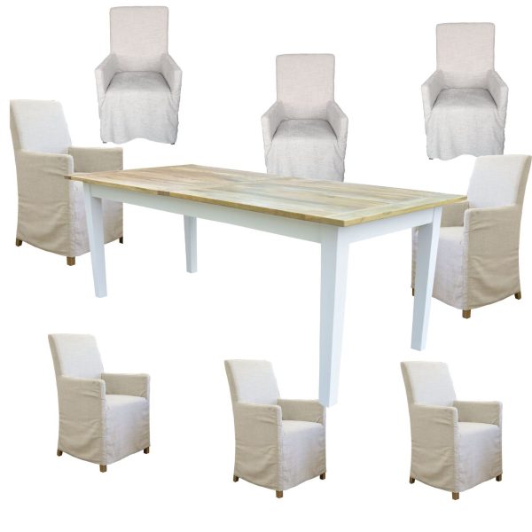 Lavasa Dining Set Mango Wood Table 6 French Provincial Carver Chair