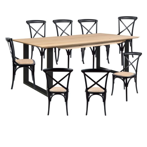 Aconite 9pc 210cm Dining Table Set 8 Chair Solid Messmate Timber Wood