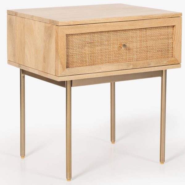 Tanque Bedside Table Drawer Storage Cabinet Solid Mango Wood Rattan