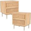 Tanque Bedside Table Drawer Storage Cabinet Solid Mango Wood Rattan