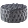 Cosmos Tufted Velvet Fabric Round Ottoman Footstools