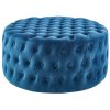 Cosmos Tufted Velvet Fabric Round Ottoman Footstools