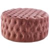 Cosmos Tufted Velvet Fabric Round Ottoman Footstools