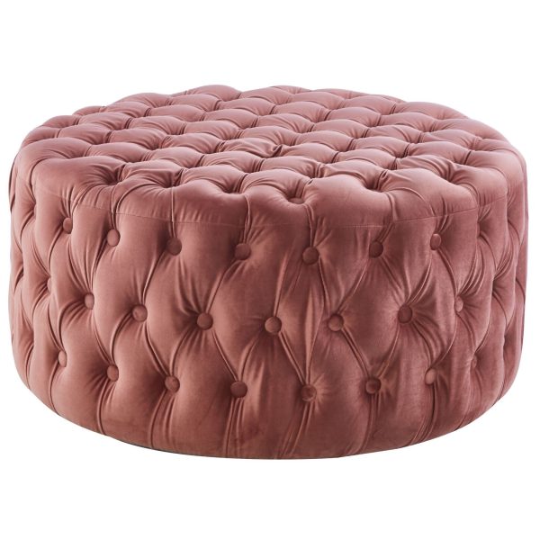 Cosmos Tufted Velvet Fabric Round Ottoman Footstools