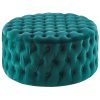 Cosmos Tufted Velvet Fabric Round Ottoman Footstools