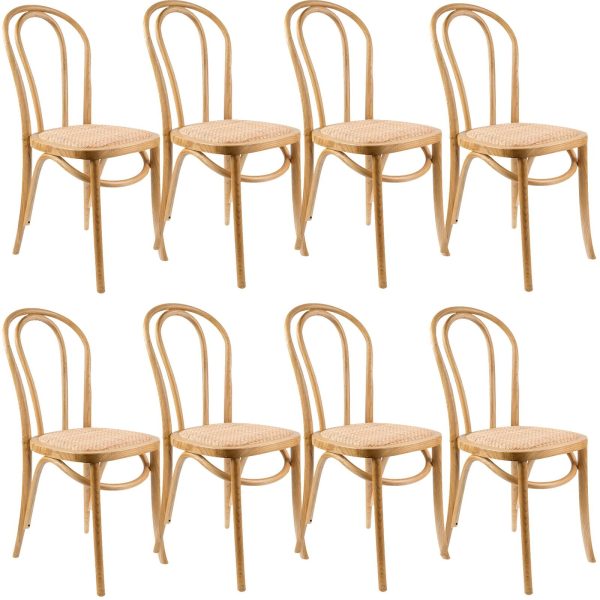 Azalea Arched Back Dining Chair Solid Elm Timber Wood Rattan Seat