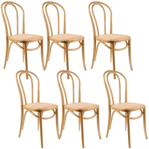 Azalea Arched Back Dining Chair Solid Elm Timber Wood Rattan Seat