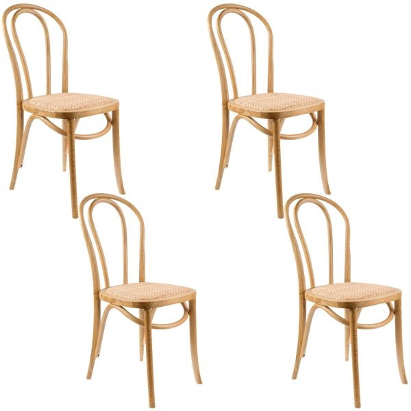 Azalea Arched Back Dining Chair Solid Elm Timber Wood Rattan Seat