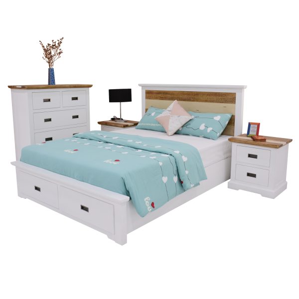 Barna Bed Frame Suite Bedside Dresser Furniture Package – Multi Color