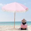 Outdoors Beach Umbrella Portable 2 Metre Fringed Garden Sun Shade Shelter