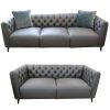 Bingham Genuine Forli Leather Sofa Upholstered Lounge Couch – Dark Grey