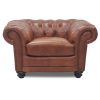 Brandermill Genuine Leather Sofa Chestfield Lounge Couch – Butterscotch