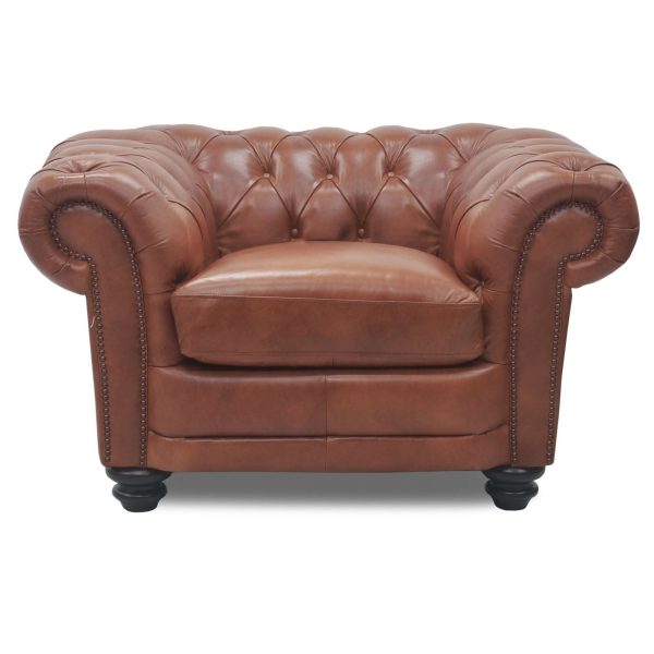 Brandermill Genuine Leather Sofa Chestfield Lounge Couch – Butterscotch