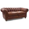 Brandermill Genuine Leather Sofa Chestfield Lounge Couch – Butterscotch