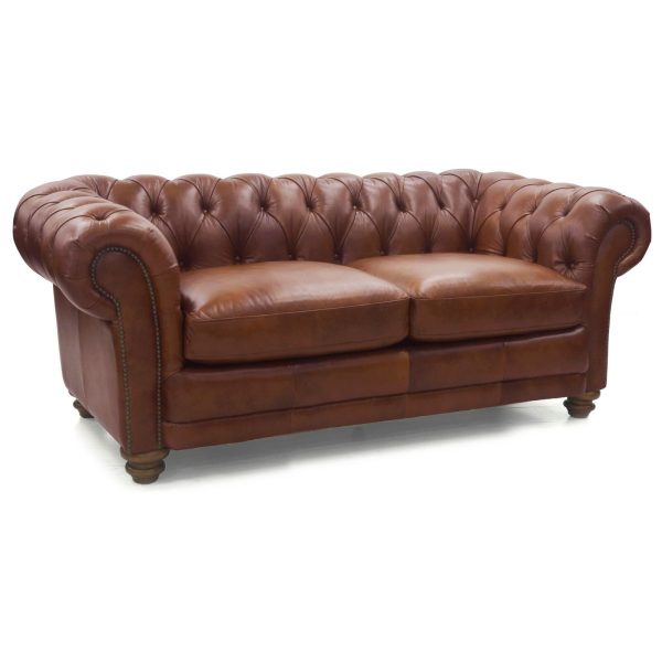 Brandermill Genuine Leather Sofa Chestfield Lounge Couch – Butterscotch