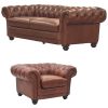 Brandermill Genuine Leather Sofa Chestfield Lounge Couch – Butterscotch