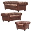 Brandermill Genuine Leather Sofa Chestfield Lounge Couch – Butterscotch