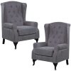Mellowly Wing Back Chair Sofa Chesterfield Armchair Fabric Uplholstered