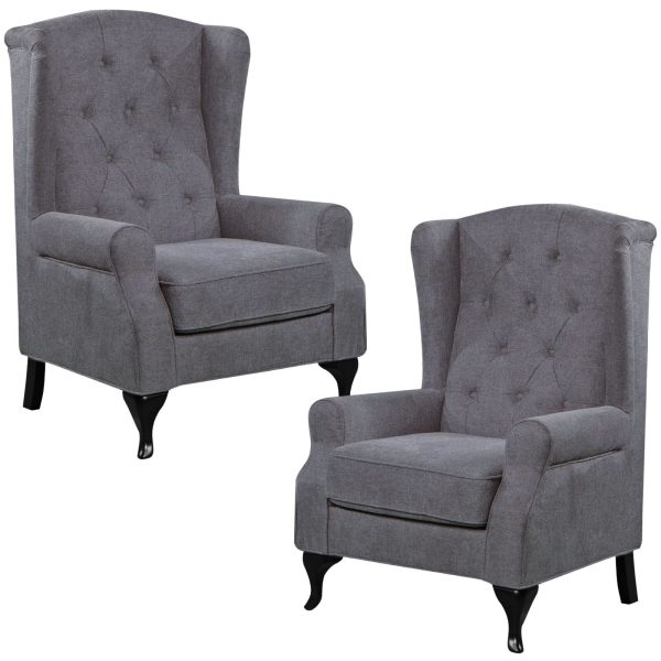 Mellowly Wing Back Chair Sofa Chesterfield Armchair Fabric Uplholstered