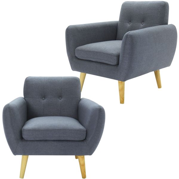 Dane Single Seater Fabric Upholstered Sofa Armchair Lounge Couch
