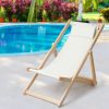 Outdoor Chairs Sun Lounge Deck Beach Chair Folding Wooden Patio Furniture