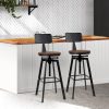 Rustic Industrial Style Metal Bar Stool – Black and Wood