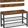 Industrial Design Entryway Shoe Rack with Coat Hooks Organizer