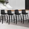 Wooden PU Leather Bar Stool – Black