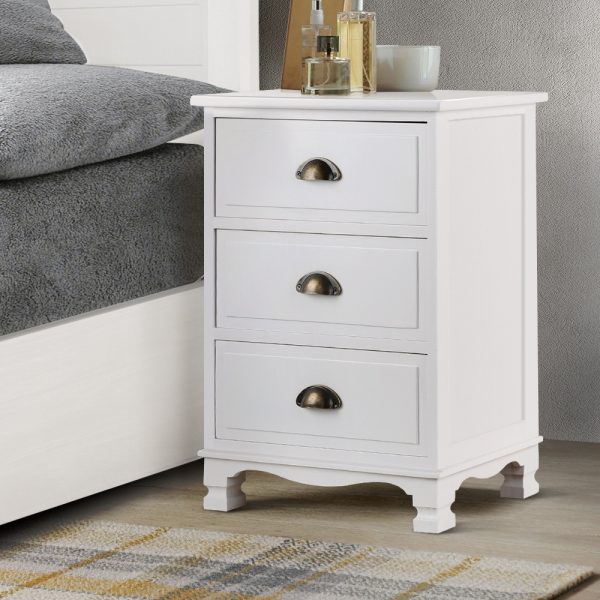 Dearne Vintage Bedside Table Chest Storage Cabinet Nightstand