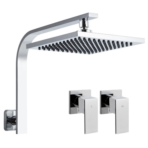 WElS 8” Rain Shower Head Set Square High Pressure Wall Arm DIY