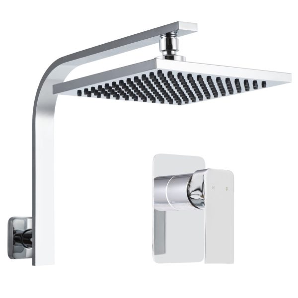 WElS 8” Rain Shower Head Set Square High Pressure Wall Arm DIY