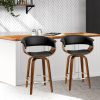 Swivel PU Leather Bar Stool – Wood and Black