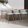 Wooden Fabric Bar Stools Circular Footrest – Light Grey