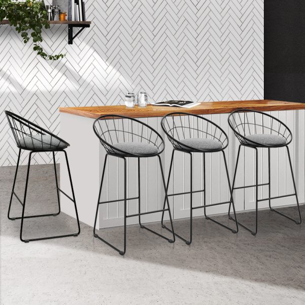 Bar Stools Steel Fabric – Grey and Black