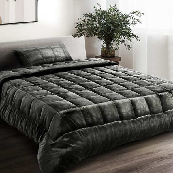 Bedding Faux Mink Quilt Charcoal