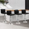 Line Style PU Leather Bar Stools – Black