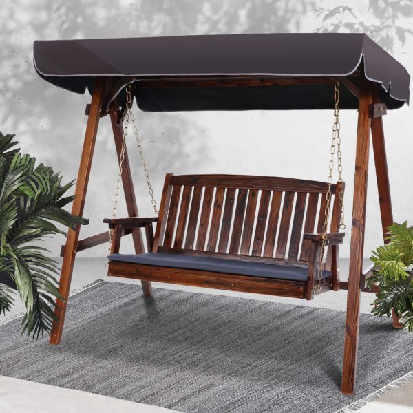 Swing Chair Wooden Garden Bench Canopy Outdoor Furniture