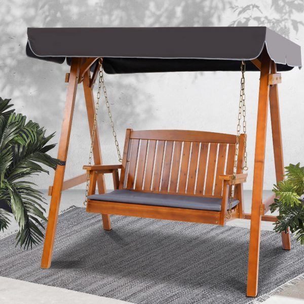 Swing Chair Wooden Garden Bench Canopy Outdoor Furniture