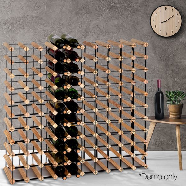 Timber Wine Rack Wooden Storage Wall Racks Holders Cellar Black