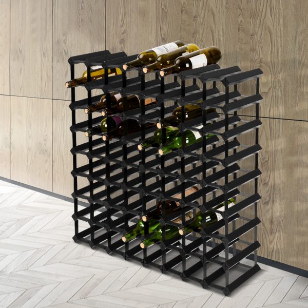 Timber Wine Rack Wooden Storage Wall Racks Holders Cellar Black