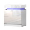 Eastbourne Bedside Tables Side Table Drawers RGB LED High Gloss Nightstand